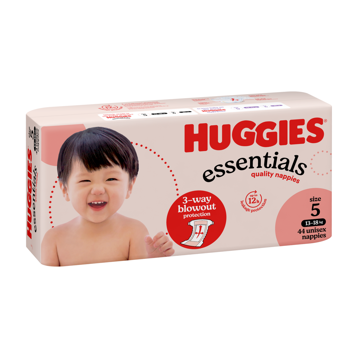Huggies Essentials Walker Size 5, 13-18kg 44 Nappies