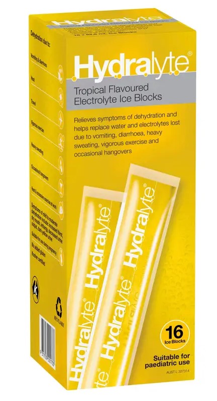 Hydralyte electrolyte Ice Blocks เขตร้อน 16 แพ็ค