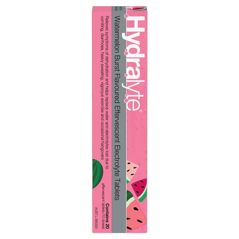 Hydralyte Electrolyte แตงโม Effervescent Burst ปรุงรส 20 เม็ด