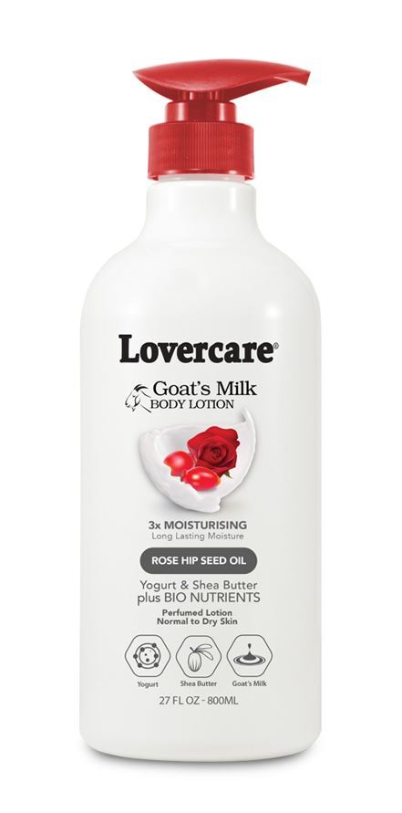 โลชั่นนมของ Lovercare แพะ 800 มล. - น้ำมันเมล็ดฮิปกุหลาบ