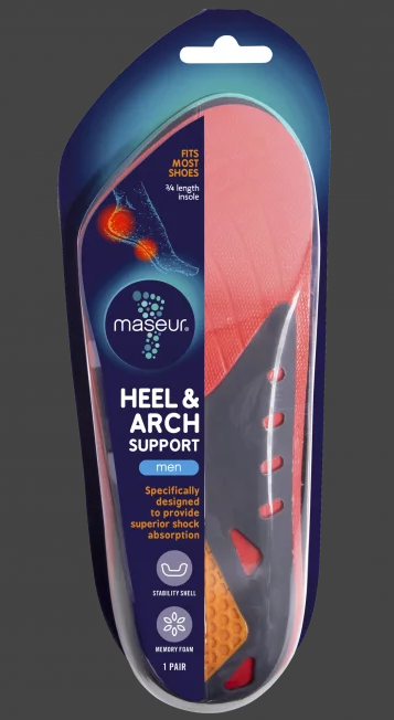 Maseur Footcare Heel và Arch Support Men 1 cặp