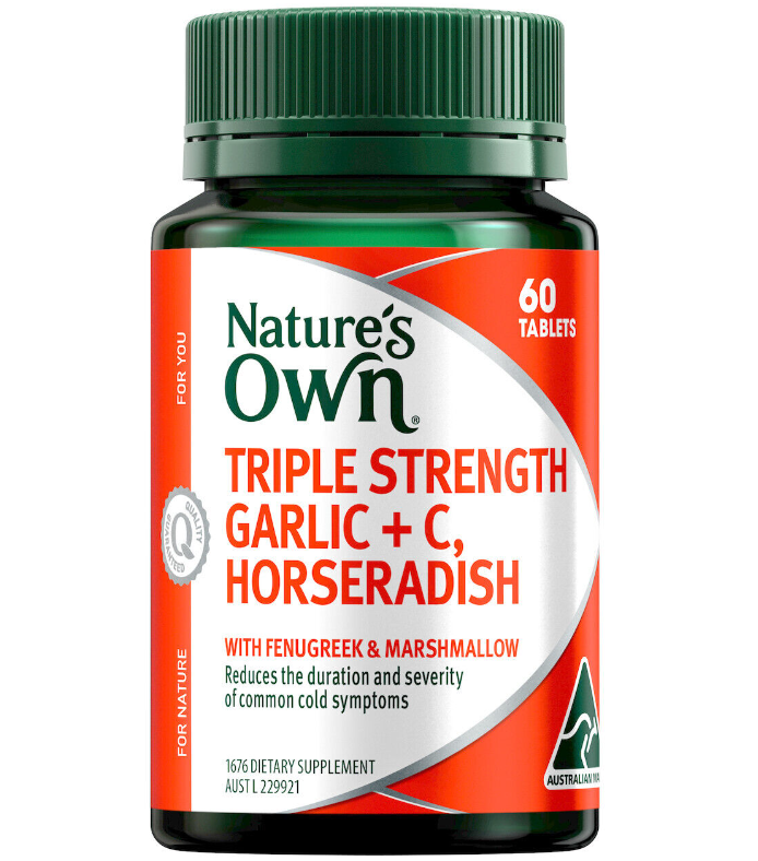 Natures Own Triple Strength Garlic + C Horseradish 60 Tablets