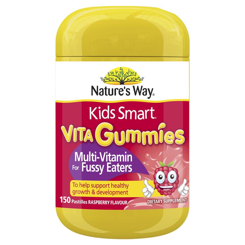 Natures Way Kids Smart Gummies Multi-Vitamin For Fussy Eaters Raspberry Flavour 60 Pastilles