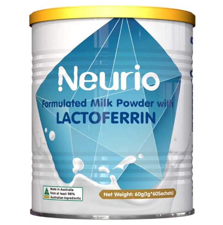 นมผงสูตร Neurio ที่มีแลคโตเฟอร์ริน (สีน้ำเงิน) 60 กรัม