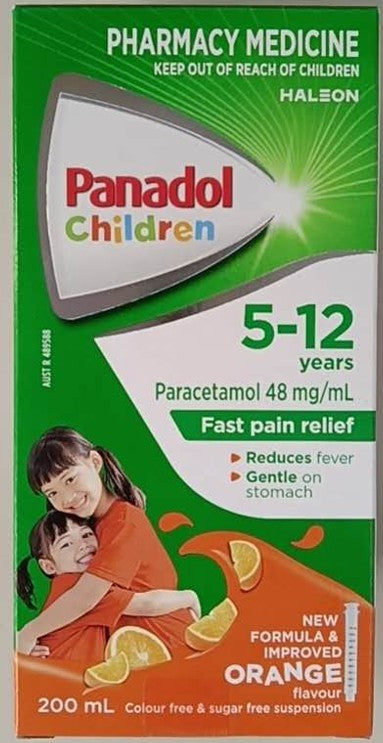 Panadol Children Paracetamol 48mg per mL 5-12 Years Orange 200ml