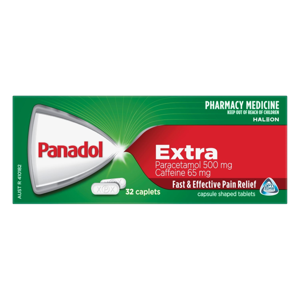 Panadol Extra Paracetamol 500mg and Caffeine 65mg 32 Caplets (S2)