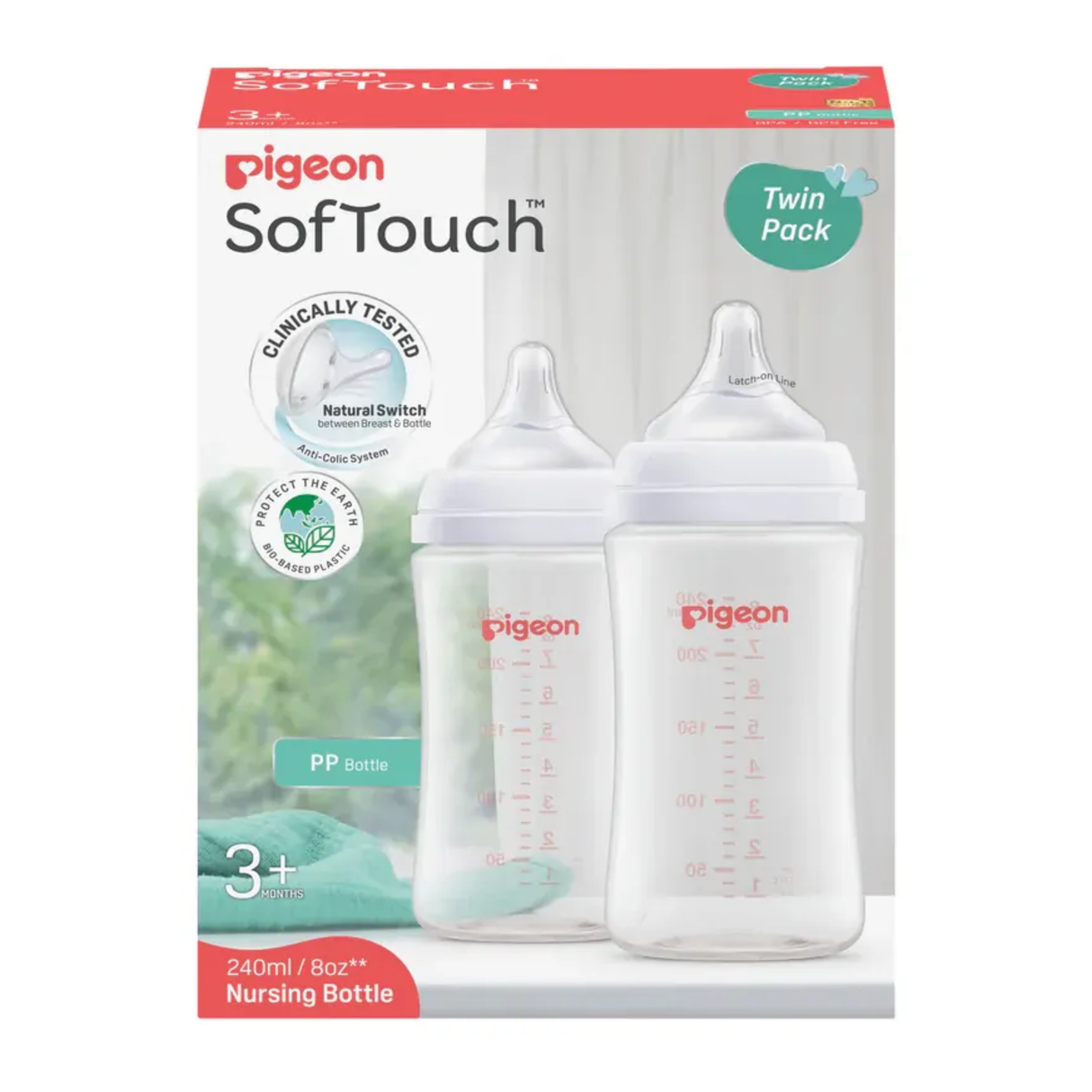 Pigeon SofTouch Bottle PP 240ml Twin Pack