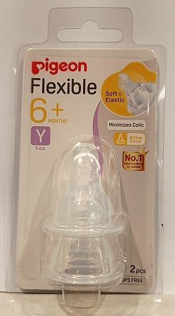 Pigeon Flexible Peristaltic Nipple Slim Neck Teat Y Flow 2 pack suits 6+ months - RPP ONLINE