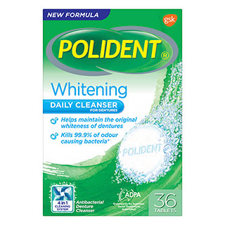 Polident Whitening Dọn dẹp hàng ngày cho răng giả 36 viên