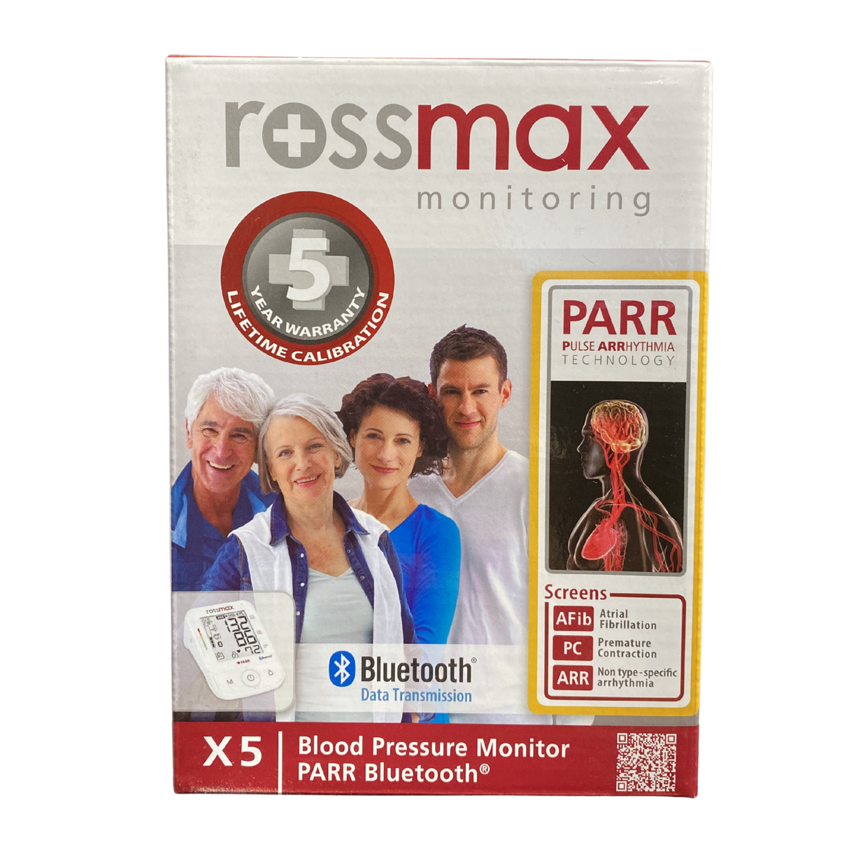 Rossmax X5 PARR Blood Pressure Monitor AfiB PC ARR Bluetooth + Batteries