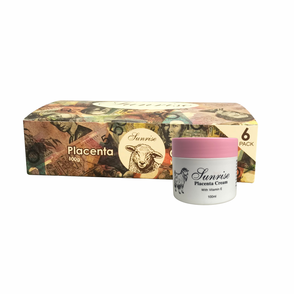ビタミンE 100ml 6 in 1ボックスを添えた日の出羊胎盤クリーム