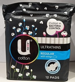 U by Kotex 纯棉 Ultrathins 普通型(带护翼)12 片装护垫
