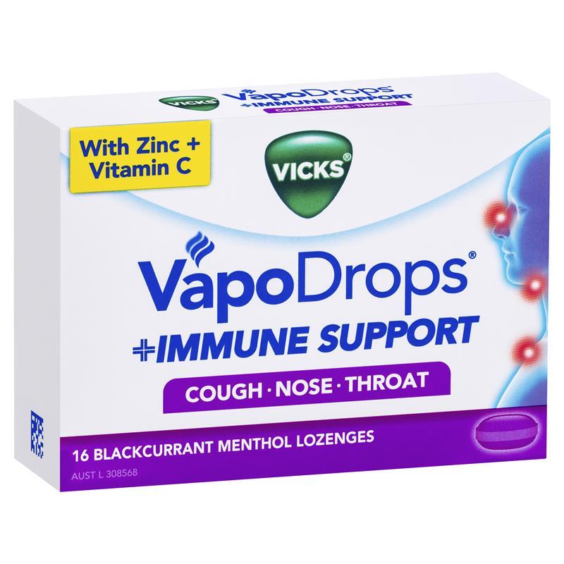 Vicks Vapodrops + Hỗ trợ miễn dịch 16 viên ngậm