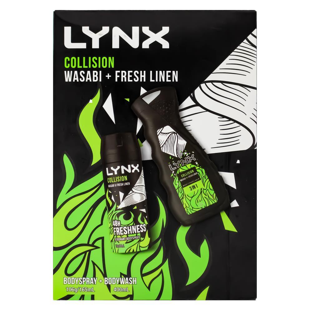 Lynx Collision Wasabi + Bộ quà tặng vải lanh tươi (Bodyspray 165ml BodyWash 400ml)