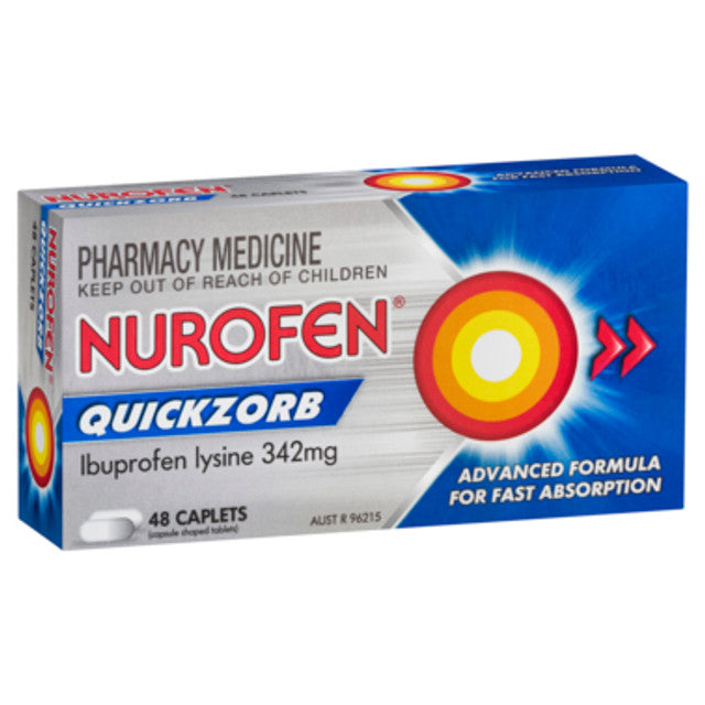 Nurofen Quickzorb Ibuprofen Lysine 342mg 48 Caplets