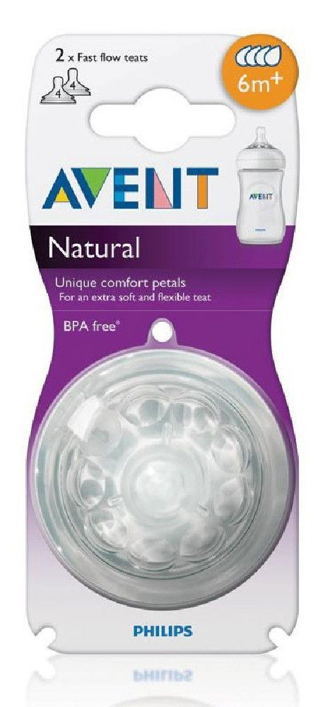 Philips Avent Natural 6m+ Fast Flow Teats 2 Pack