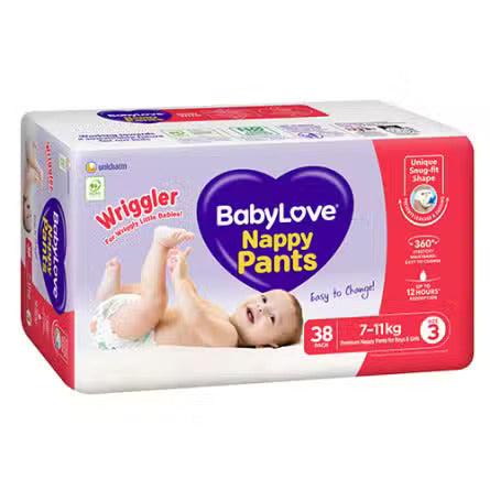 BabyLove Nappy Pants Wriggler Size 3 7-11kg 38 Pack
