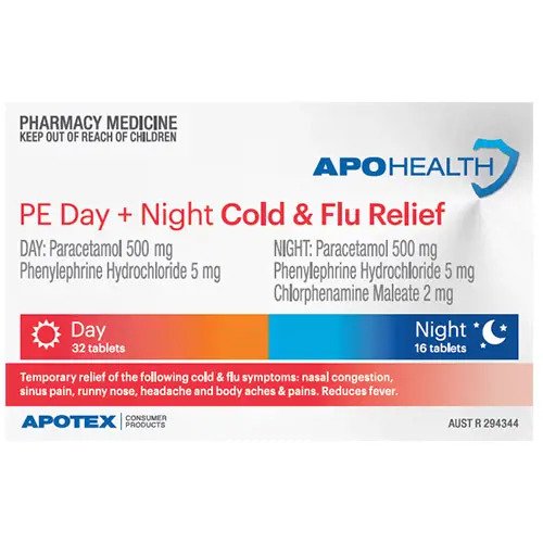 APOHealth PE Day + Night Cold & Flu Relief 48 Tablets