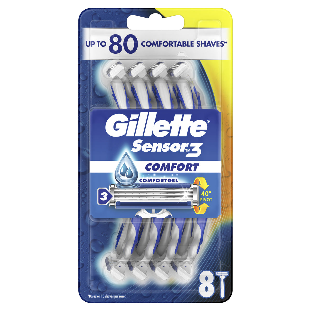 Gillette Sensor 3 Tiện nghi dao cạo dùng một lần 8 Gói