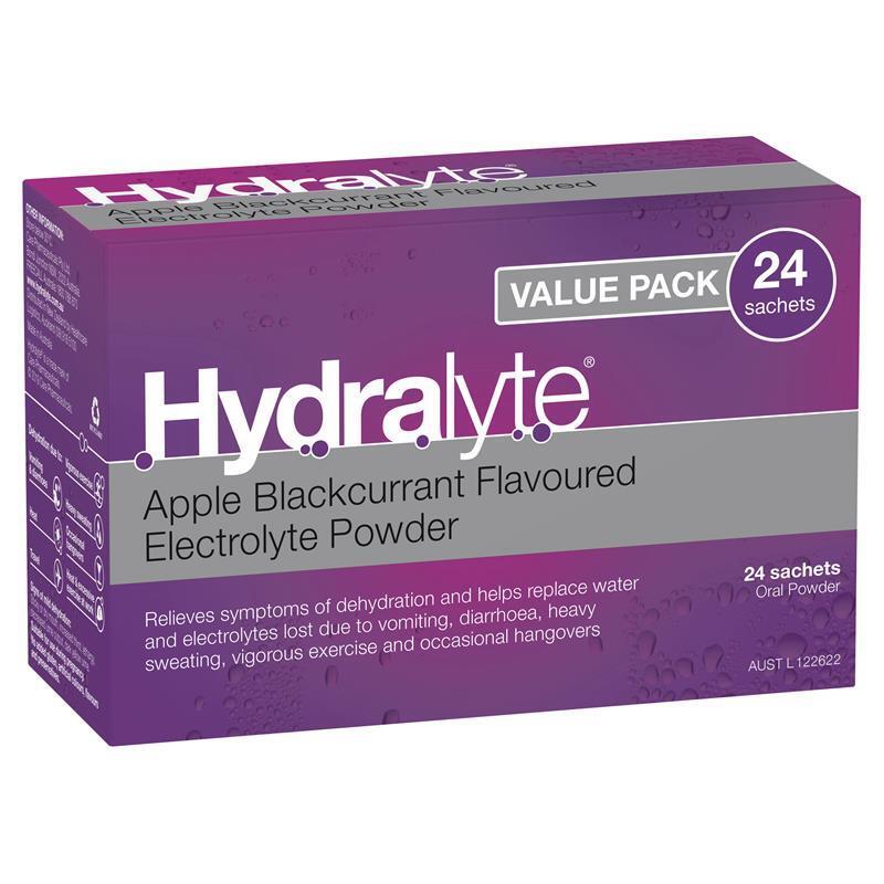 แพ็คค่า hydralyte แอปเปิ้ลแบล็คเคอร์แรนท์ปรุงรสอิเล็กโทรไลต์ผง 24 ซอง 24 ซอง