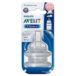 Philips Avent Anti-Colic 3m+ Variable Flow Teats 2 Pack
