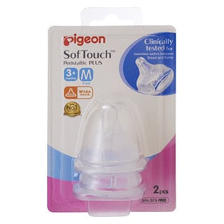 Pigeon SofTouch Peristaltic Wide Neck Silicone Teat/Nipples M 3m+ 2pcs