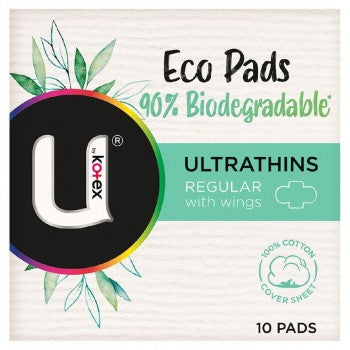 u by kotex eco pads wings10パッド付きのultrathins通常