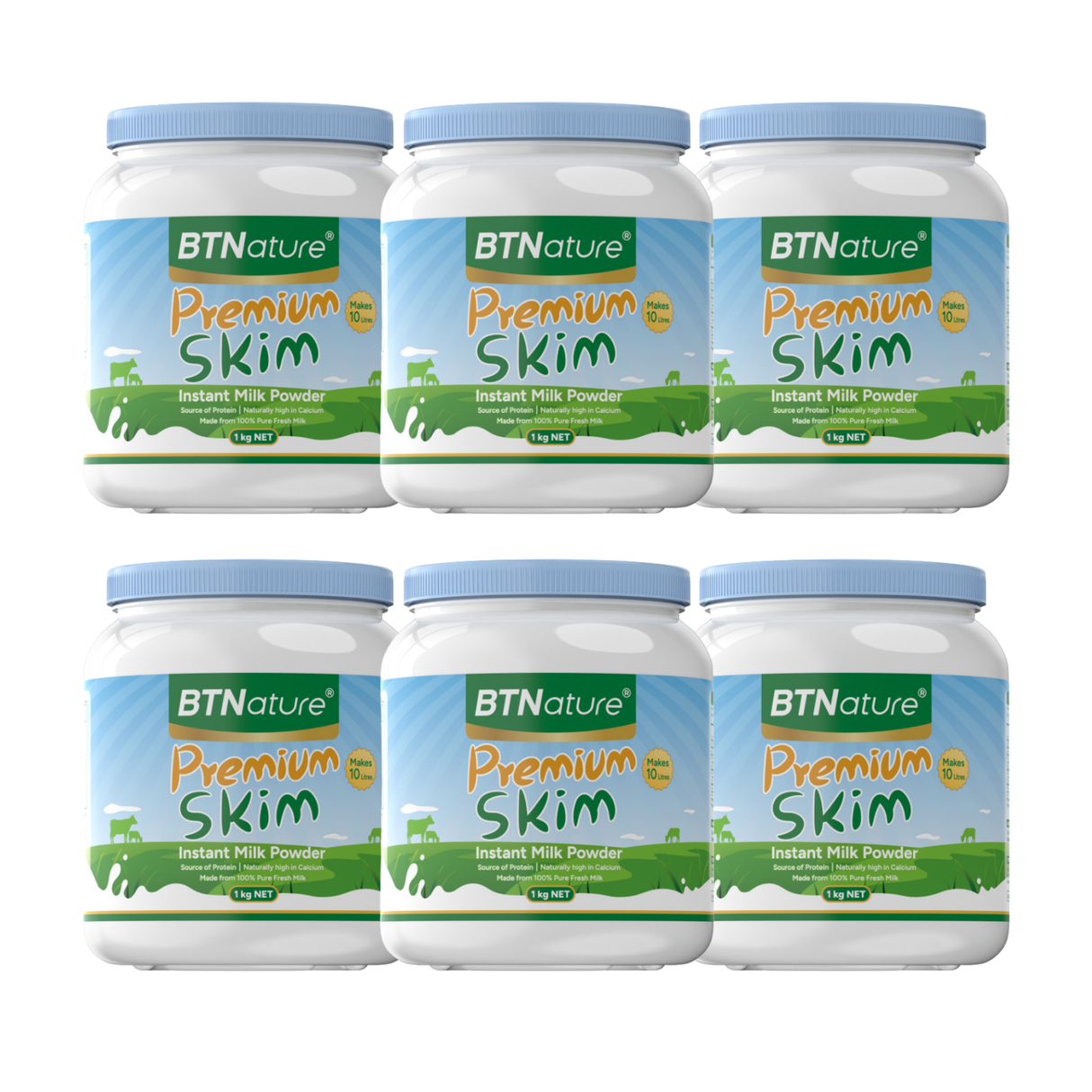 BTNature Premium Skim Instant Milk Powder 1kg X 6 BUNDLE  [FREE SHIPPING]