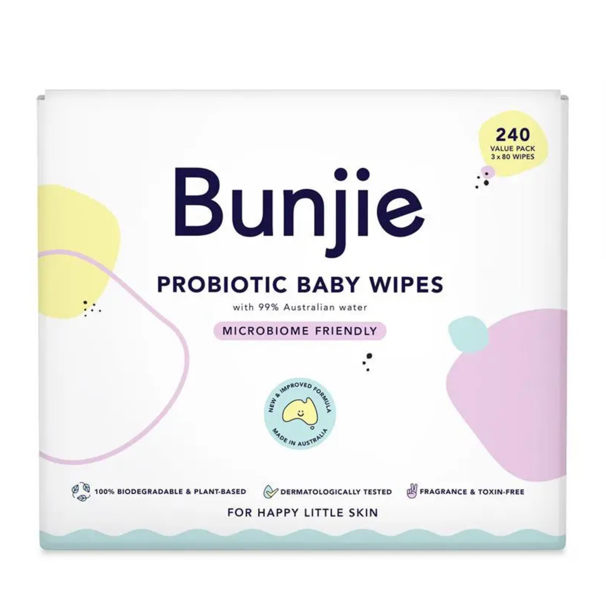 Bunjie โปรไบโอติก เบบี้ไวพส์ 3 x 80 แพ็กสุดคุ้ม