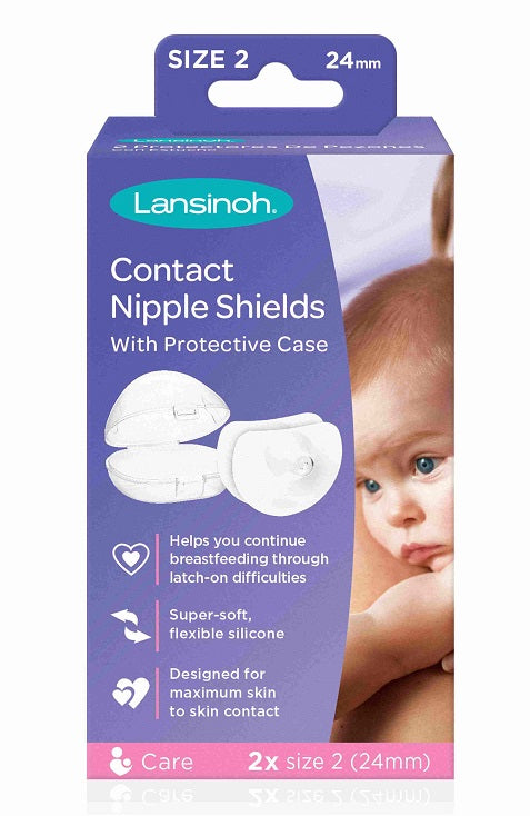 Lansinoh Contact Nipple Shields with Protective - Case 2 x Size 2 (24 mm)