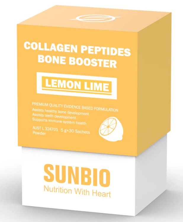 Sunbio Collagen Peptides Bone Booster Lemon Lime 5g x 30 Sachets Powder