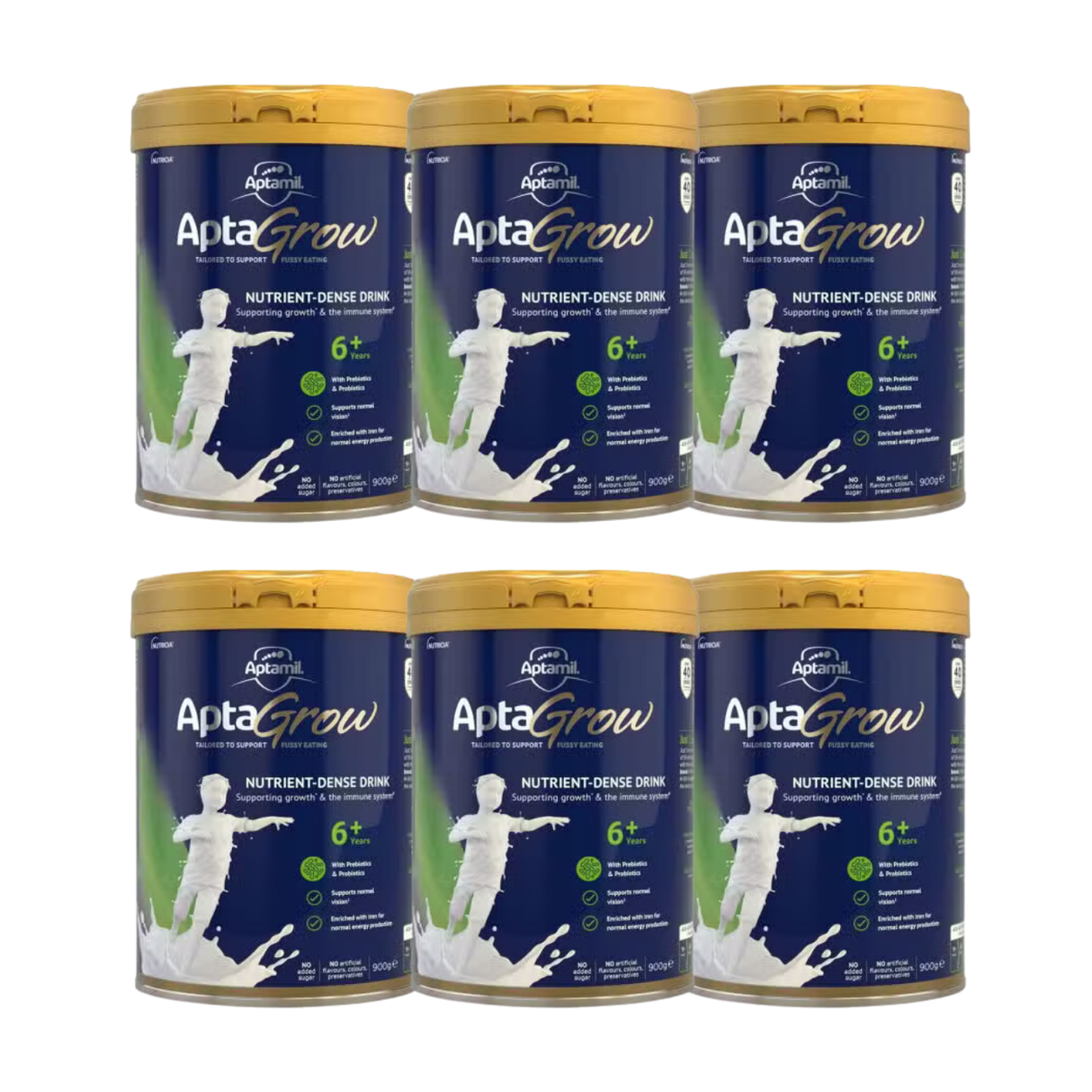 Aptamil AptaGrow Nutrient-Dense Milk Drink From 6+ Years 900g X 6 BUNDLE