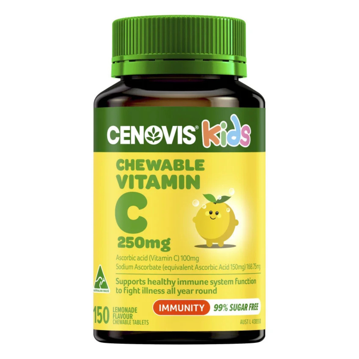 Cenovis チュアブル ビタミン C レモネード風味 250mg 150 錠 (EXP: 01/06/2026)