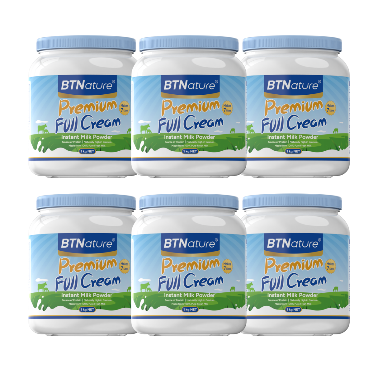 BTNature Premium Full Cream Instant Milk Powder 1kg x 6 BUNDLE  [FREE SHIPPING]