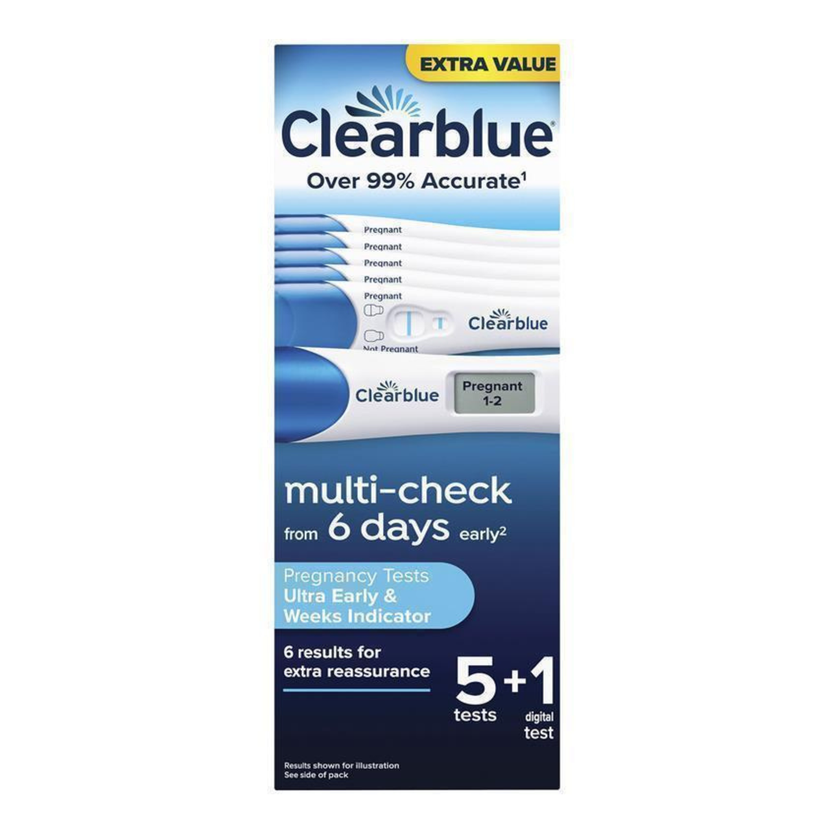 Clearblue Ultra Early Multi Check & Date Combo Pregnancy Tests - 6 Tests