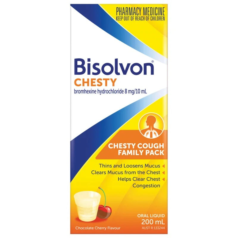 Bisolvon Chesty Chocolate Cherry Flavour Oral Liquid 200mL (S2)