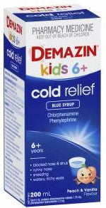 Demazin Kids 6+ Cold Relief Blue Syrup 200mL (EXP: 01/04/2026)