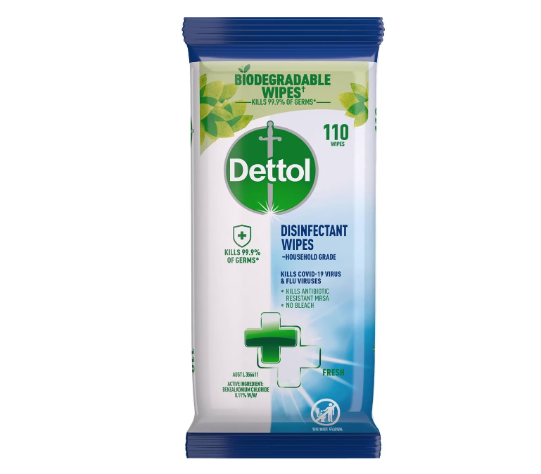 Dettol 多目的消毒用クリーニングワイプ フレッシュ 110 パック (EXP: 01/04/2026)