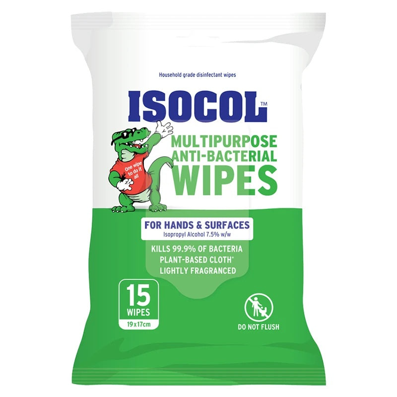 Isocol Multipurpose Anti-Bacterial Wipes 15 Pakcs