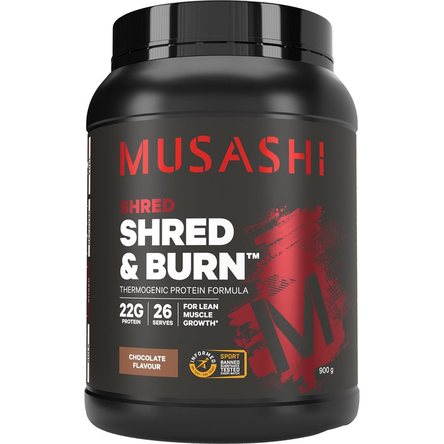 Musashi Shred & Burn Protein Chocolate Milkshake 900g