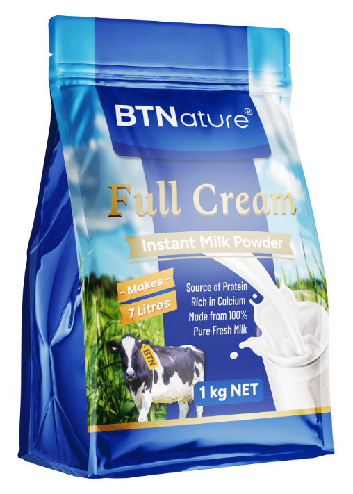 BTNature Full Cream Instant Milk Powder (Bag) 1kg ( EXP: 06/10/2026)