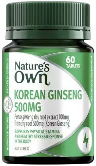 Natures Own Korean Ginseng 500mg 60 Tablets (EXP: 01/02/2026)