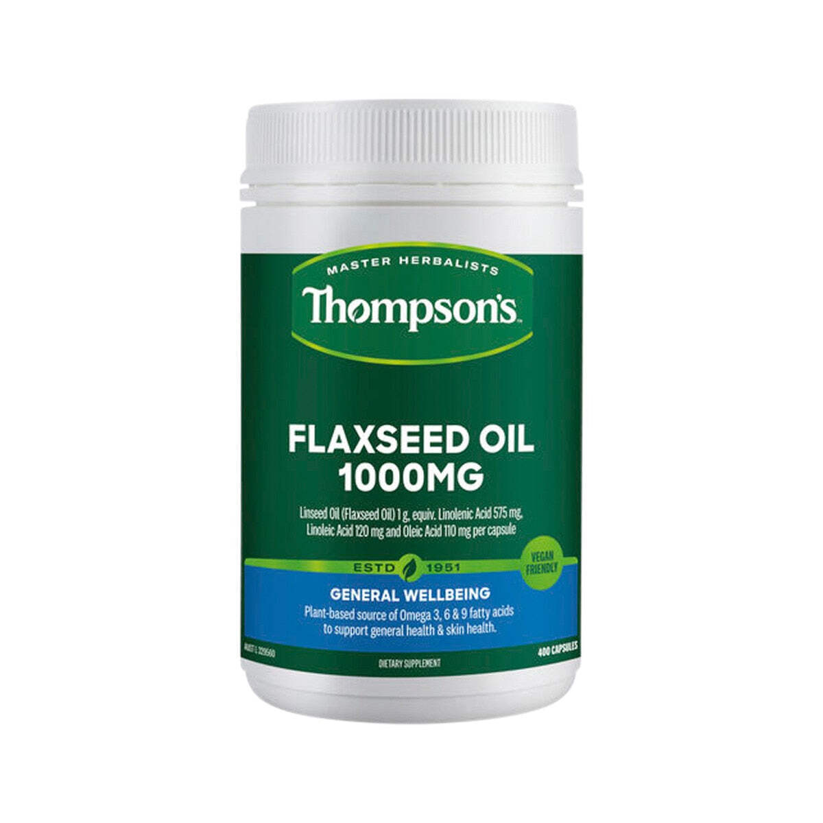 Thompson's Flaxseed Oil 1000mg 400 Capsules