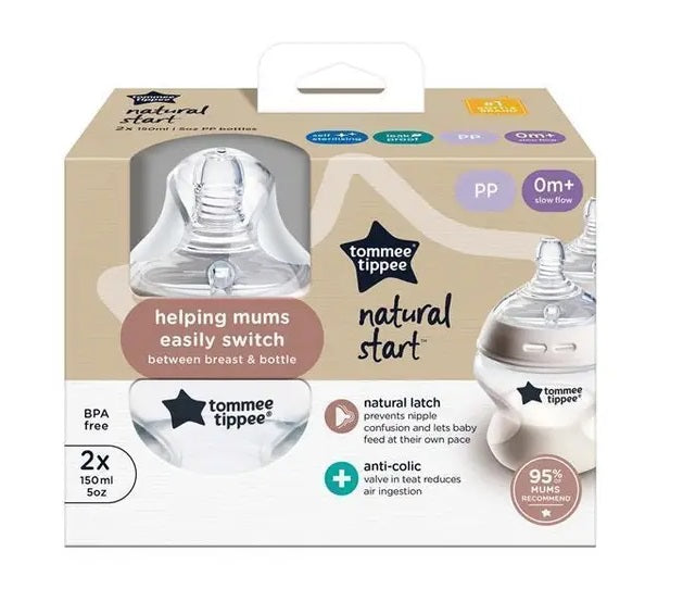 Tommee Tippee Natural Start PP Bottle 0m+ Slow Flow (2 x 150ml)
