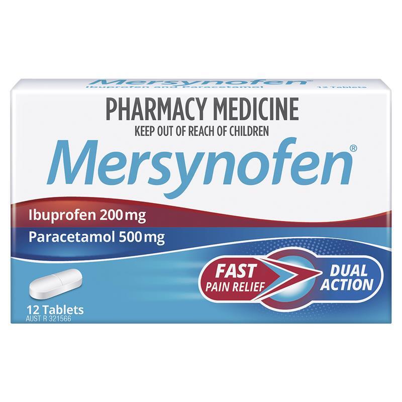 Mersynofen Paracetamol & Ibuprofen 12 Tablets (S2) (EXP: 01/05/2026)