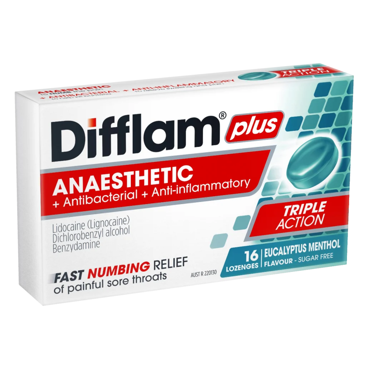 Difflam 抗炎+抗菌桉樹薄荷醇含片 16 粒