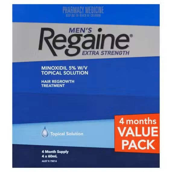 Regaine Men's Extra Strength Minoxidil Hair Regrowth Treatment 4 x 60mL (S2)