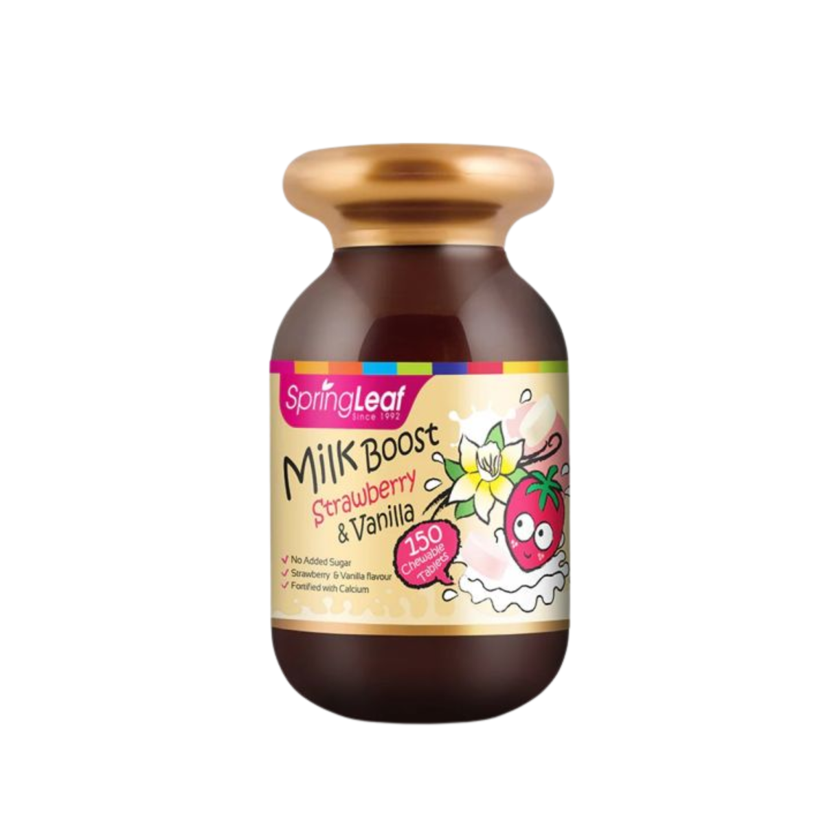 Spring Leaf Milk Boost Strawberry & Vanilla 150 เม็ด (EXP: 18/09/2026)