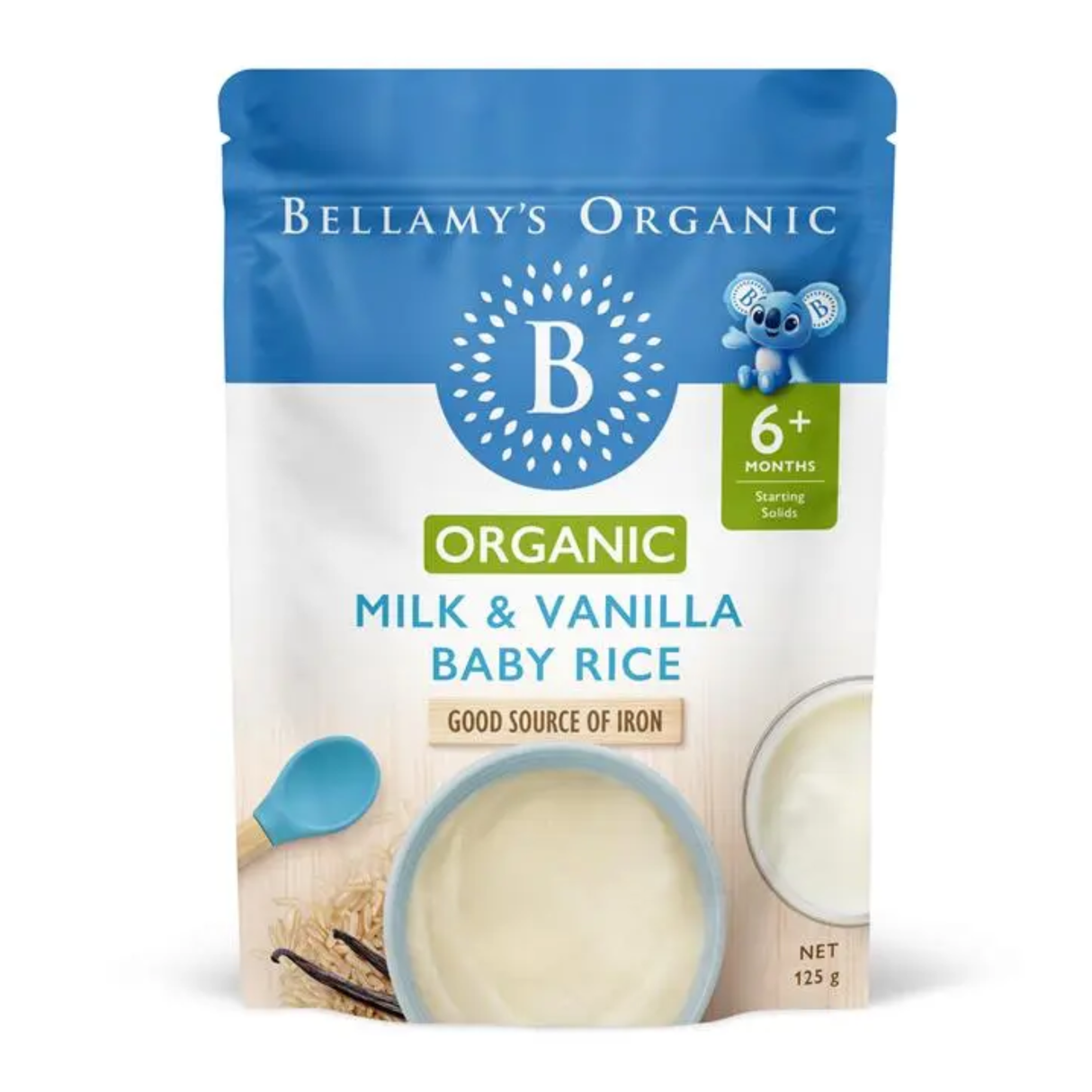 Bellamy's Organic Milk and Vanilla Baby Rice 6+ Months 125g