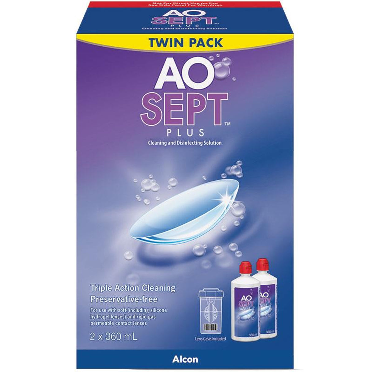AoSept Plus クラシック ツイン パック 2 x 360mL + 1 レンズケース (EXP: 31/10/2026)
